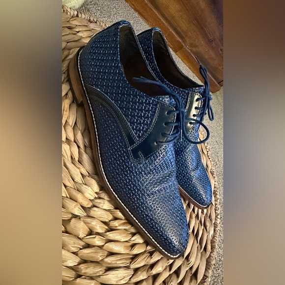 Stacy Adams Mens Leather Dress Shoes in textured Blue color. Size 9 - Picture 6 of 12